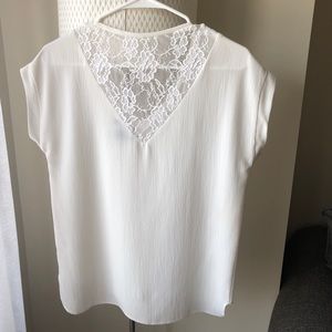 White top with lace v back